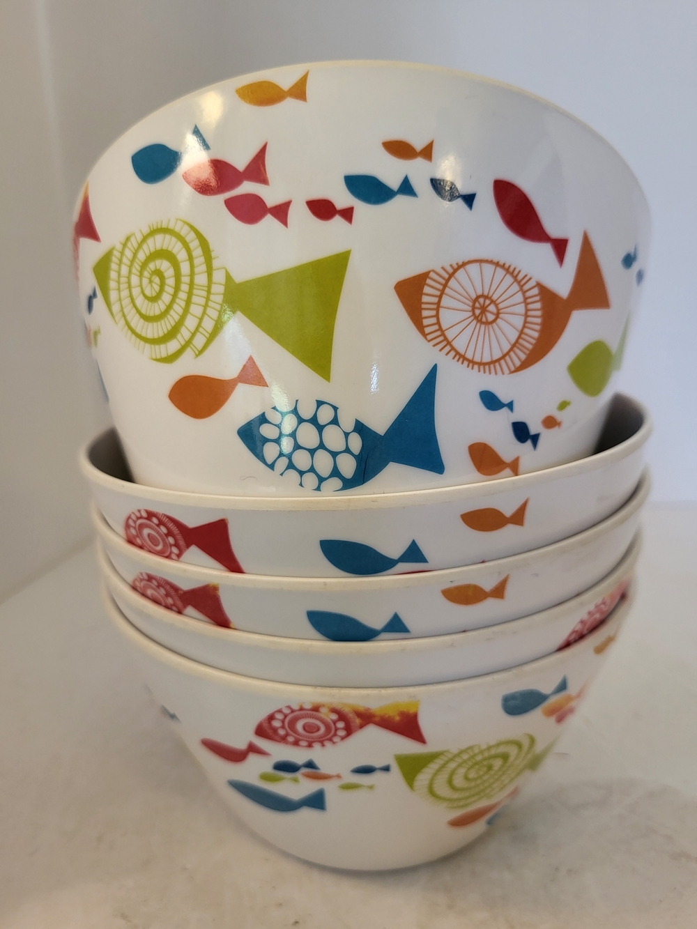 Crate&Barrel Vintage Melamine "FISH" Bowls S/5